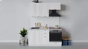 Кухонный гарнитур «Бьянка» длиной 160 см со шкафом НБ (Белый/Дуб белый)