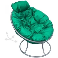 Кресло M-GROUP папасан пружинка мини без ротанга серое, зелёная подушка